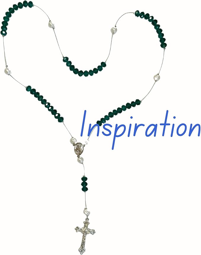 Linpeng Rosary DIY Kit, Catholic Prayer Beading Necklace Making Supplies, First Communion Gifts, Green, 1 pk