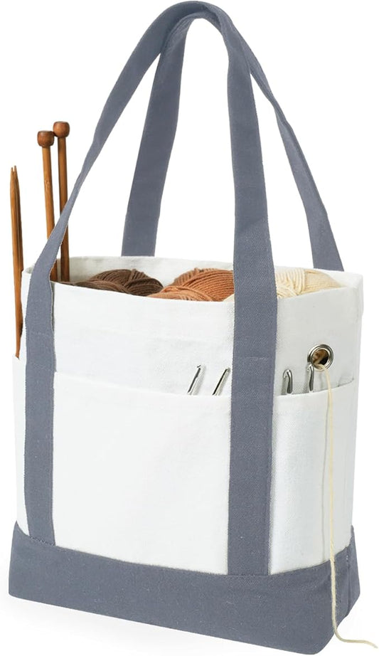 Yarn Bag, Canvas Tote Crochet Bag Organizer, Lightweight Yarn Storage Knitting Bags for Crocheting, Portable Travel Bags and Totes, Crochet Accessories, Knitting Kit Holder