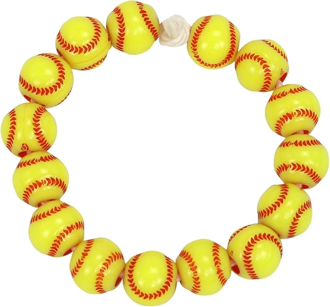 Iconikal 240-Count Acrylic Beads, 12mm Round Plastic Craft Beads for Bracelets, Necklaces, Keychains & Lanyards (Softball)