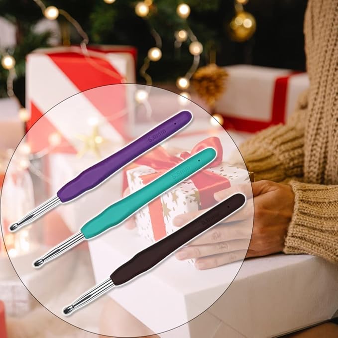 Crochet Hooks 5.0mm 5.5mm 6.0mm Crochet Needles QLRFFLJOY 3 pcs Crochet Hook Set DIY Yarn Weaving Tools for Knitting Gloves, Shoes, Bags, Hats, Socks, Scarf