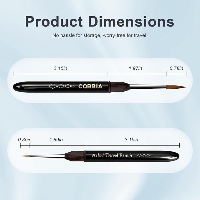 Fine Tip Round Kolinsky Sable Brushes for Watercolor, Acrylic, Gouache, Oil Painting & Crafts - Professional Travel Art Supplies Set