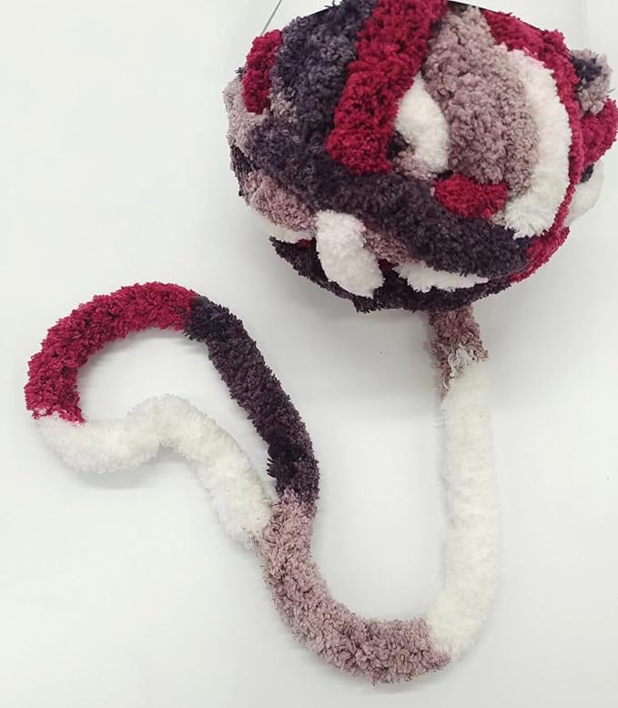 DDL&HEXI 2 Skeins Super Chenille Chunky Yarn,Blanket Making Kit,Jumbo Knitting Yarn 2x8oz 226g per Bag (214)
