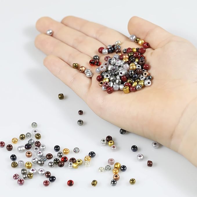 Mixed Colour 4mm Seed Beads, Approx. 1600pcs/110g Per Bag, 6/0 Glass Craft Beads for Adult DIY Jewelry Making, Earrings, Bracelets & Necklaces（Mixed Colour）