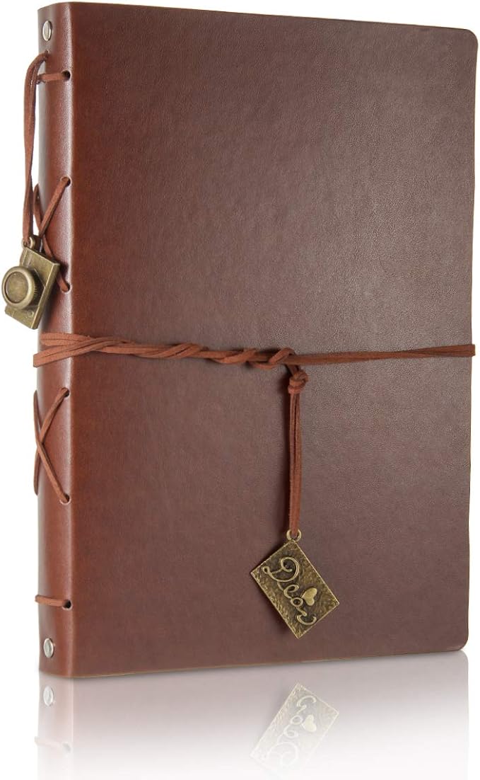 ThxMadam Leather Scrapbook Album 60 Pages Vintage Love Photo Album,11 * 8.1 Inch Scrapbook for Couples-DIY Memory Book,Birthday/Wedding Guest Book Gift for Anniversary Mother's Day