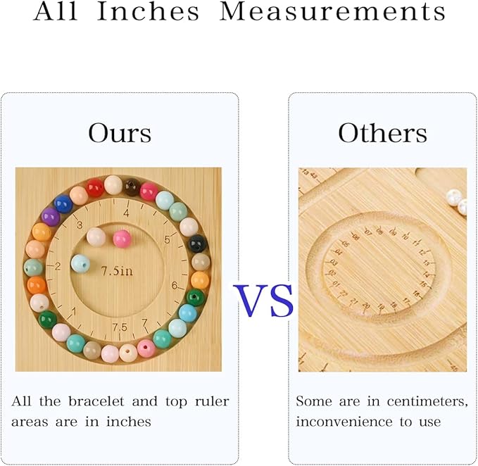 Favonuovy Bead Boards for Jewelry Making Bamboo Bracelet Making Bead Tray 5" 5.5" 6" 6.5" 7" 7.5" All in Inches Wooden Bracelets Sizer Measurement Design Tool Beading & Jewelry Making Supplies
