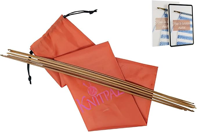 KnitPal Double Ended Tunisian Afghan Crochet Hooks Set - Tunisian Crochet Hooks - 16 in (40cm) Long 5 US Sizes: G/4mm, 7/4.5mm, H/5mm, I/5.5mm, J/6mm