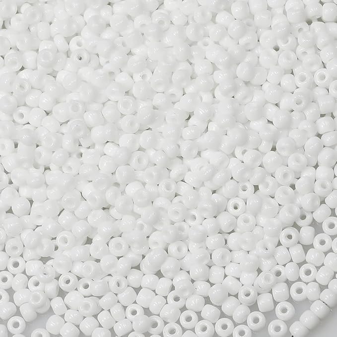 Bala&Fillic White Color 3mm Seed Beads About 3600pcs/100Grams in Bag, 8/0 Glass Craft Beads for Making Bracelet and Necklace (White)