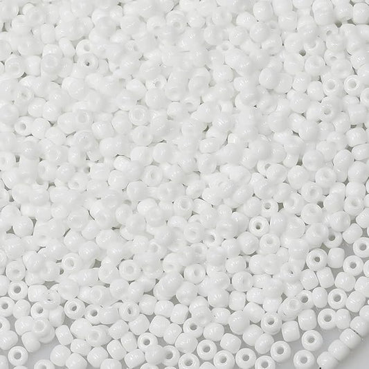 Bala&Fillic White Color 3mm Seed Beads About 3600pcs/100Grams in Bag, 8/0 Glass Craft Beads for Making Bracelet and Necklace (White)