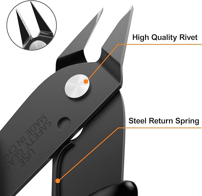 boenfu small wire cutters 10 pack 5 inch flush cutters zip tie cutters small side cutter for jewelry making, electronics, 3d print, plastic models, black