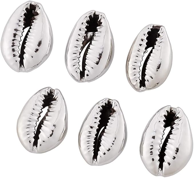 Cheriswelry 50pcs Platinum Electroplated Shell Beads Cowrie Shells Spiral Sea Shell Summer Beach Loose Spacer Beads for Bracelet Craft Jewelry Making Fish Tanks Home Decoration 15~20mm
