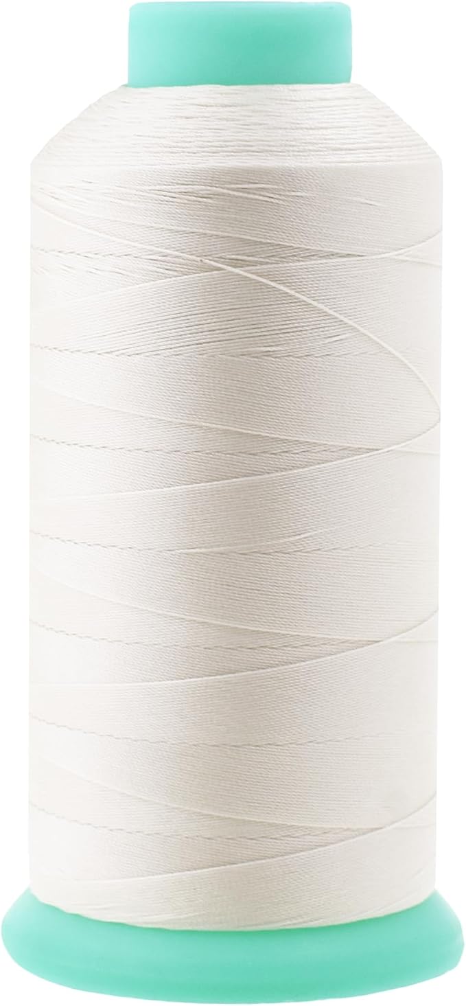Mandala Crafts Size 69 210D T70 Bonded Nylon Thread - Off White 1500 YDs Tex 70 Heavy Duty Sewing Threads for Leather, Jeans, Weaving, Outdoor Marine Upholstery