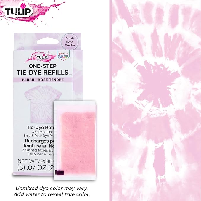 Tulip One-Step Tie-Dye Kit , 3 Fabric Dye Refill Packs, Packs, Blush