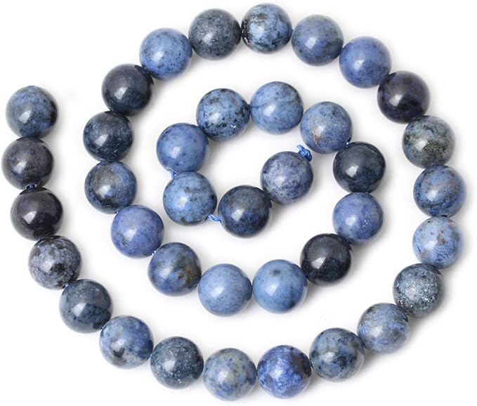 cheavian 35pcs 10mm natural dumortierite gemstone round loose stone beads for jewelry making crafts design 1 strand 15"