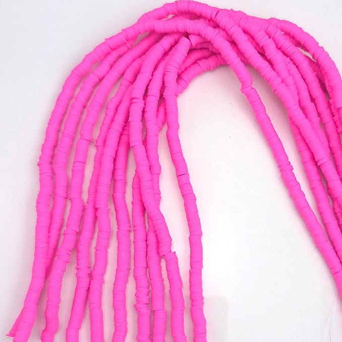 3500 Pcs 6mm Colorful Flat Clay Beads for DIY Polymer Round Handmade Jewelry Making for Necklace Bracelet Earring Pendant and Anklet Craft Making(DeepPink)