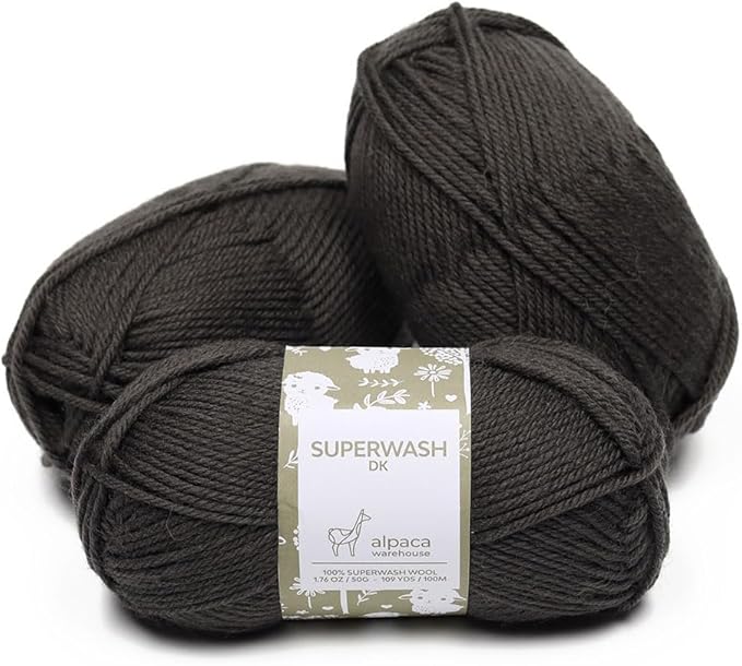 100% Pure Wool Yarn Superwash Set of 3 Skeins (150 Grams) DK Weight - Sourced Directly from Peru - Heavenly Soft and Perfect for Knitting and Crocheting (Iron Gray)