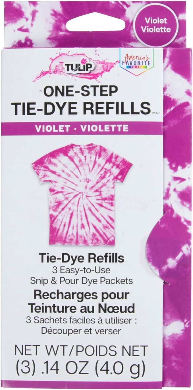 Tulip One-Step Tie-Dye Kit , 3 Fabric Dye Refill Packs, Packs, Violet