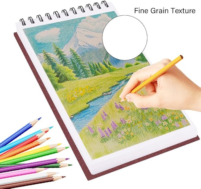 5.8" x 8.3" Mixed Media Sketch Book,Spiral Bound Hardcover Sketchbook,60 Sheets 92lb/150gsm Neutral White Acid Free Paper,Art Journal Sketchbook for Drawing Writing Sketching Illustration,Wine Red