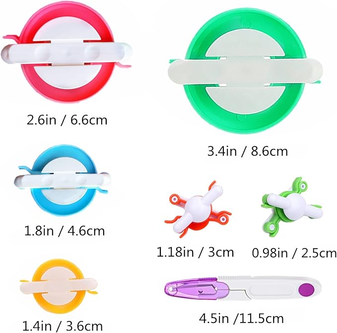 Pompom Maker Kits, Pom pom Knitting Loom Kit Fluff Ball Weaver Needle Craft DIY Knitting Crochet Craft Tool Kit, 6PS Pompom Maker+ 1PS Scissors (7)