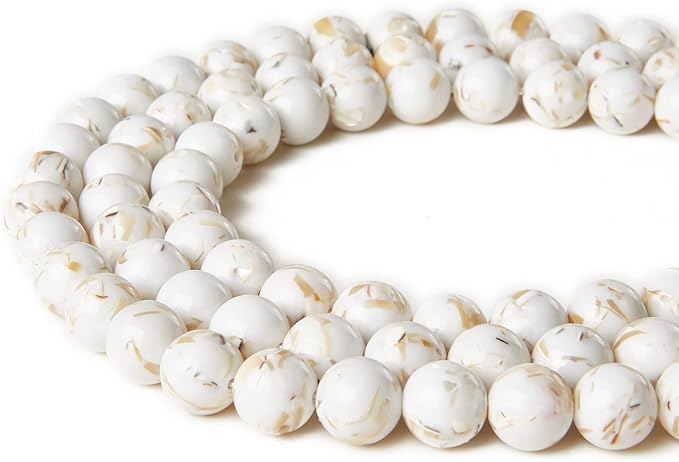 100pcs 10mm white shell turquoise beads natural gemstone beads round loose beads for jewelry making