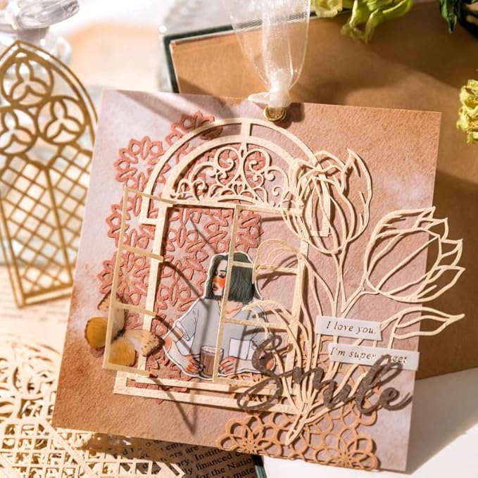 Vintage Scrapbook Cutouts Paper Lace for Scrapooking Supplies Kit,40 Pcs Decorative Scrapbook Paper Flowers, Butterfly,Window Frame Cutout for Junk Journals,DIY Art Craft Album