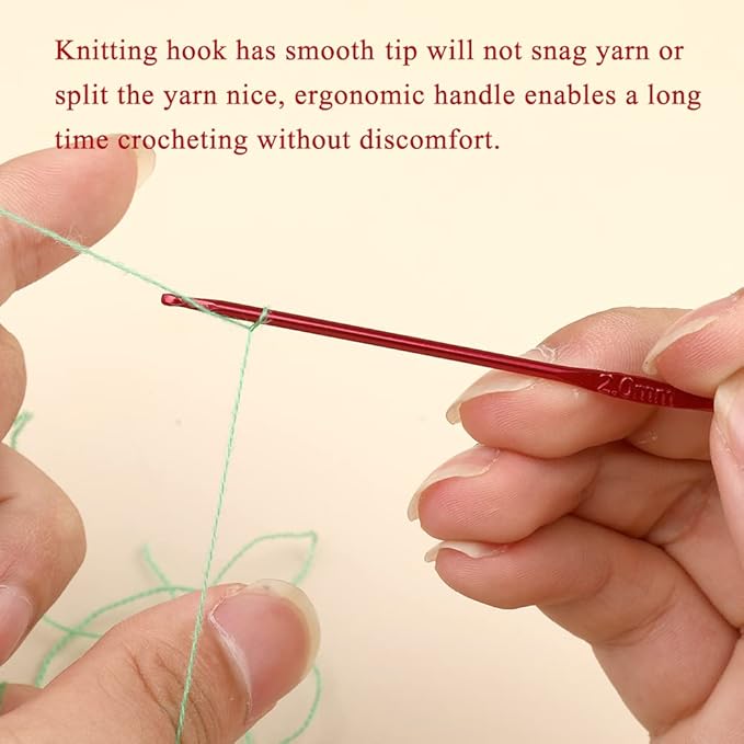 2mm Aluminum Crochet Hook, Smooth Crochet Needles, Knitting Needles for Yarn Craft, Great Handmade DIY Present for Friends, Random Color