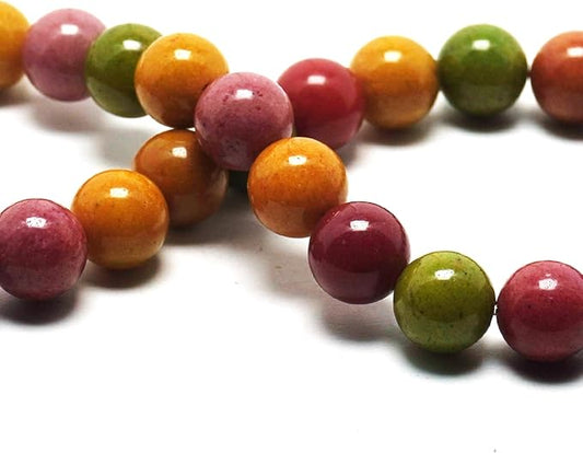 Jade Gemstone Beads for Jewelry Making - 8mm Stone Round Craft Beads for Bracelets(45-48pcs, Colorful Alashan)