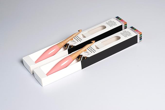 Kraftica Ergonomic Wooden Crochet Hooks Designed for Relaxation and Stress Relief Smooth Finish Accurate Sizing on Each Hook. 7 Inchies (Beech Wood Pink, US H / 5.0mm)