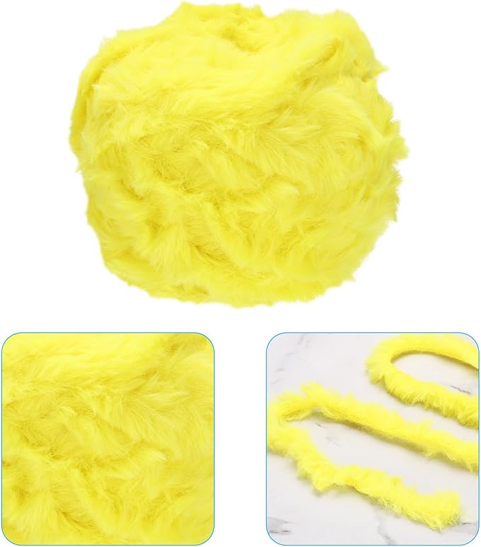 PATIKIL 70yds Faux Fur Yarn, Fuzzy Yarn Crochet Fluffy Yarn Soft Chunky Polyester Plush Fur Eyelash for Crocheting Knit Blanket Rug Sweater Scarf Hat Bear Craft, Lemon Yellow