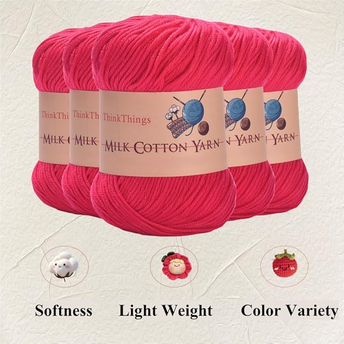 Acrylic Yarn for Crocheting Bulk DIY Knitting Yarn Rose Red Cotton Yarn 10Balls Pack 17.6Ounces,Red Crocheting Yarn