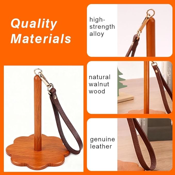 Premium Wooden Wrist Yarn Holder, Brown, Handcrafted Knitting and Crochet Tool, Adjustable Bracelet Design