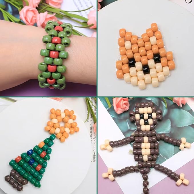 iooleem pony beads(8000pcs earth-tone colored), beading supplies, friendship bracelets making, king size