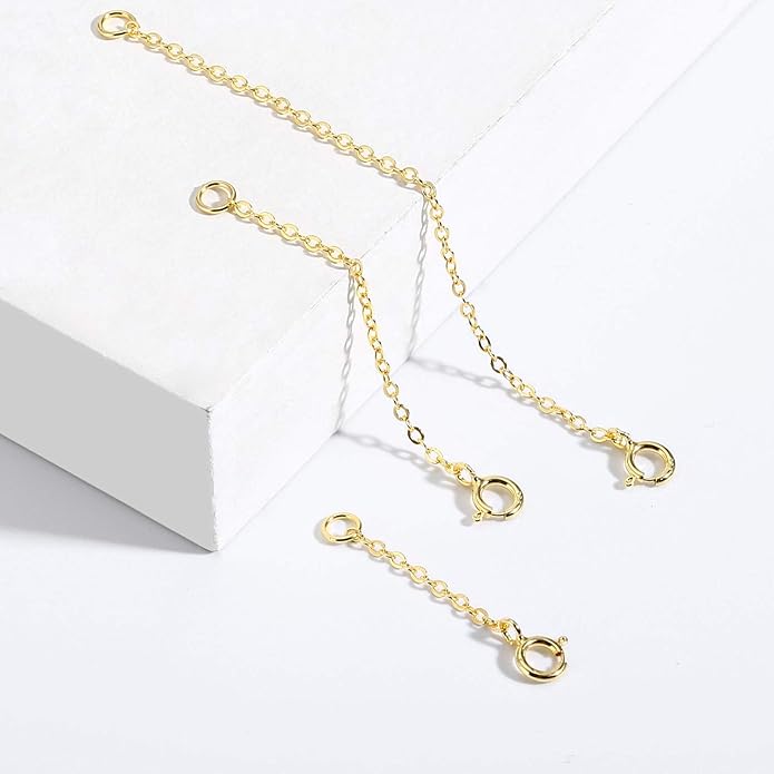 3 Pcs 925 Sterling Silver Necklace Extenders for Women Durable Strong Removable Necklace Bracelet Anklet Extension Jewelry Making Chains