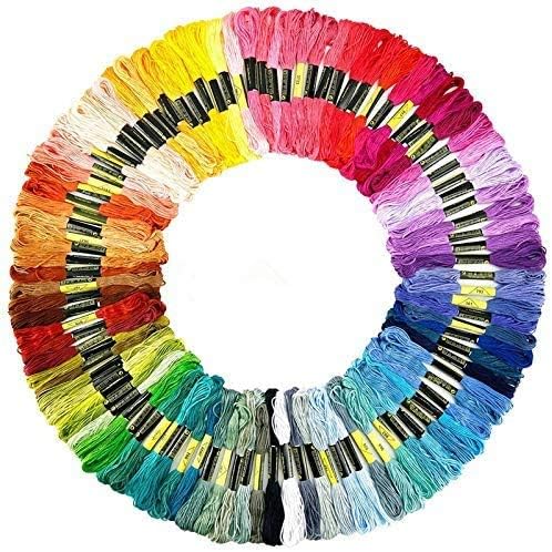 Vilihkc Rainbow Color Embroidery Floss 200 Skeins Per Pack with Cotton for Cross Stitch Threads Bracelet Yarn Craft Floss Embroidery Floss Set