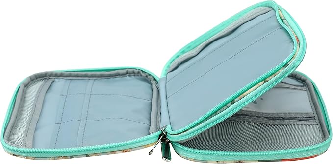 Knitting Needles Case Crochet Hooks Organizer Zipper Bag, Portable Travel Storage Pouch for Circular Knitting Needles, Crochet Hooks, Sewing Tools (Green Lily)