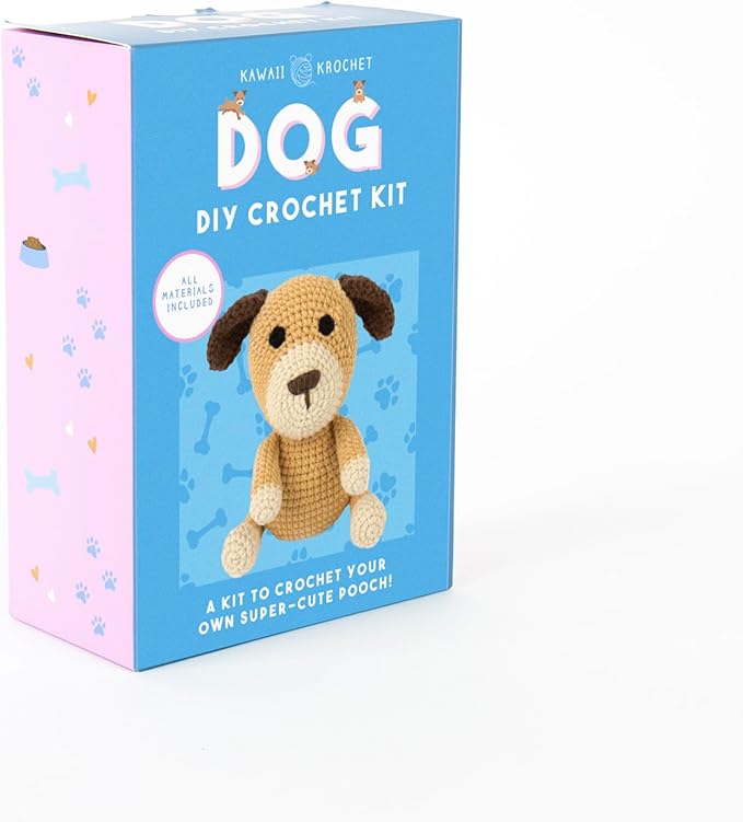 Gift Republic Kawaii Dog Crochet Kit DIY Craft Set for Creating Your Own Cute Puppy Gift for Teens & Adults Crafting Gift Idea Crochet Set