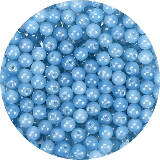 Light Blue Glass Beads for Crafts– Bright Color 8mm Crystal Glass Beads for Bracelets, Necklace & DIY Crafts
