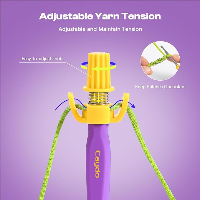 Crochet Tension Tool for Beginners, Ergonomic Yarn Guide Holder, Tension Control Crochet Helper, Comfort Handle for Left & Right Hander, Portable Crochet Accessories Gift for Crocheters & Knitters