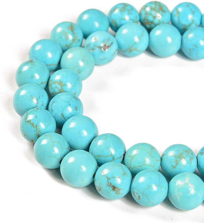 90pcs 4mm Natural Stabilized Blue Turquoise Gemstone Round Spacer Loose Stone Beads for Jewelry Making 15.5" 1 Strand (Stabilized Blue Turquoise, 4mm 90Beads)