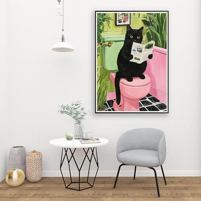 ARPADAMO Diamond Art Kits for Adults,5D Animal Diamond Painting DIY Black Cat Diamond Art Diamond Painting Kits for Adult,Round Full Drill Diamonds, Diamond Art Kits for Home Decor-12x16inch