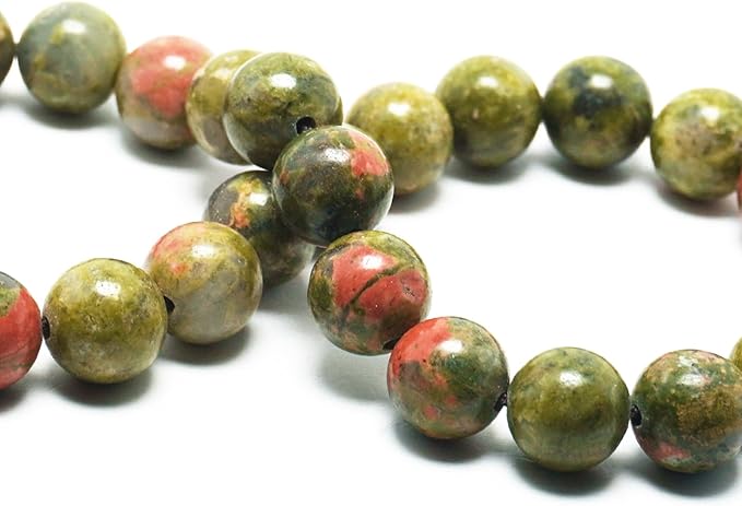 Natural Stone Beads for Jewelry Making - 6mm Gemstone Round Beads for Bracelets(59-62pcs, Unakite)
