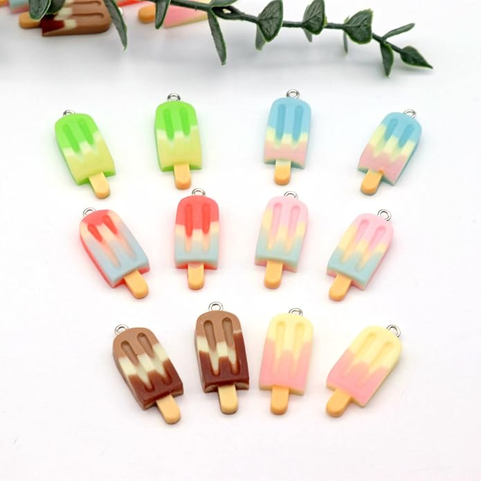 Resin Ice Cream Flower Dice Pendant Charms Colorful DIY Pendant Making Charm for Bracelet Necklace Earrings Keychain Craft