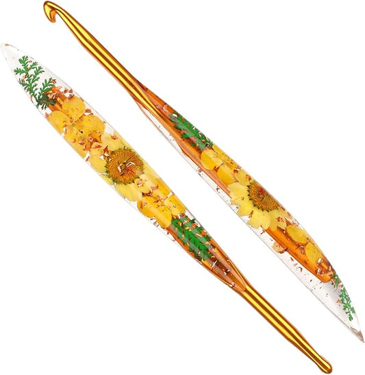 Katech 6mm Crochet Hooks with Floral Pattern-Elegant &Unique Crochet Needles-Longer Smooth Glide Crocheting Hook for Arthritic Hands, Beginners & Professional Ideal Crochet Gift(J)
