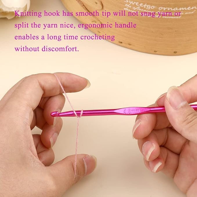 4.5mm Aluminum Crochet Hook, Smooth Crochet Needles, Knitting Needles for Yarn Craft, Great Handmade DIY Present for Friends, Random Color