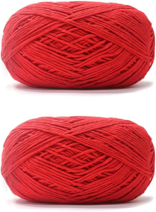 Acrylic & Cotton Blended Knitting and Crochet Yarn Soft Medium Yarn, Breathable and Skin Friendly for Baby Garments, Scarves, Hats, and Craft Projects 200g 15-Red