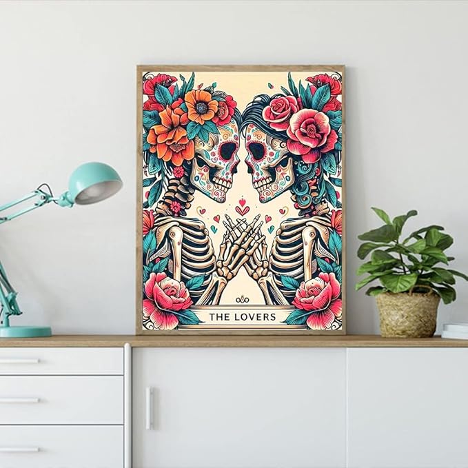 ijbnhd Skull Diamond Painting Kits for Adults 5D Valentine Diamond Art Kits for Adults Full Drill Diamond Painting Lovers Gem Art and Crafts Home Decor 12x16inch