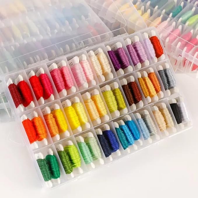 Huacan Embroidery Floss Kit with Storage Box 36 Colors Stitching Threads Sewing Kits 53 Pcs DIY Cross Stitch Accessories Set for Adults Beginner