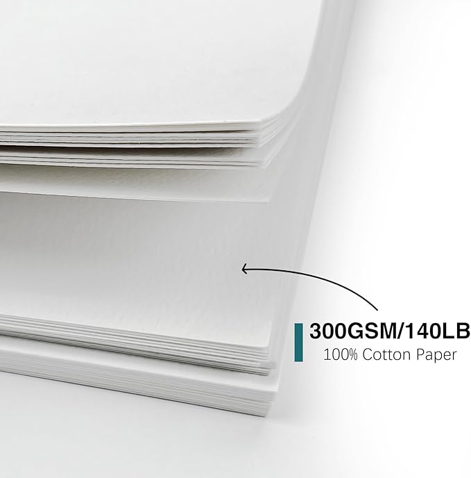 30 Pack Blank Watercolor Cards with Envelopes 4 x 6 Inch - 140lb/300gsm 100% Cotton Non-Folded Watercolor Paper for Wedding Invitations, Birthday Cards, Thank You Notes & DIY Art Projects