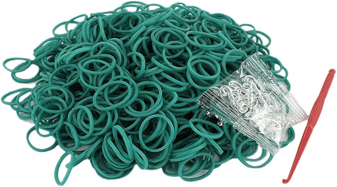 Salome Idea 3000Pcs Loom Rubber Bands Refill Kit, Includes 75 S-Clips & 5 Hooks, Premium Rubber Band Bracelet Making Supplies for Kids DIY Crafting Gift (Dark Green)