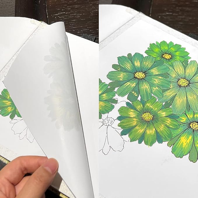 Square 8x8 Bleedproof Marker Paper Pad, 110 GSM Alcohol Ink Bristol Paper Sketchbook, Handmade Journal Hardbound 88 Sheets (176 Pages) Markers Ink Mediums Art Sketch Book Larges White Plantain