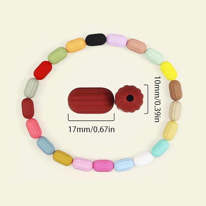 40PCS Cylinder Silicone Beads Colorful Silicone Beads Bulk Spacer Beads Colorful Focal Beads for DIY Craft Garland Keychain Lanyard Necklace Bracelet Jewelry Making Accessories Handmade Crafts